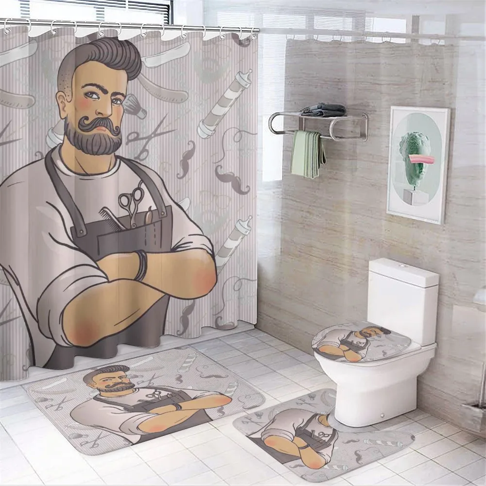 Muscular Barber Man — 4-Piece Bathroom Set preview
