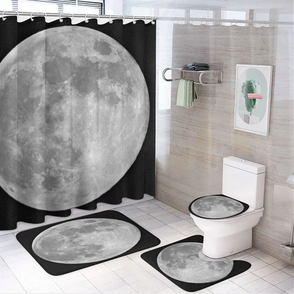 Monochrome Full Moon Art — 4-Piece Bathroom Set preview