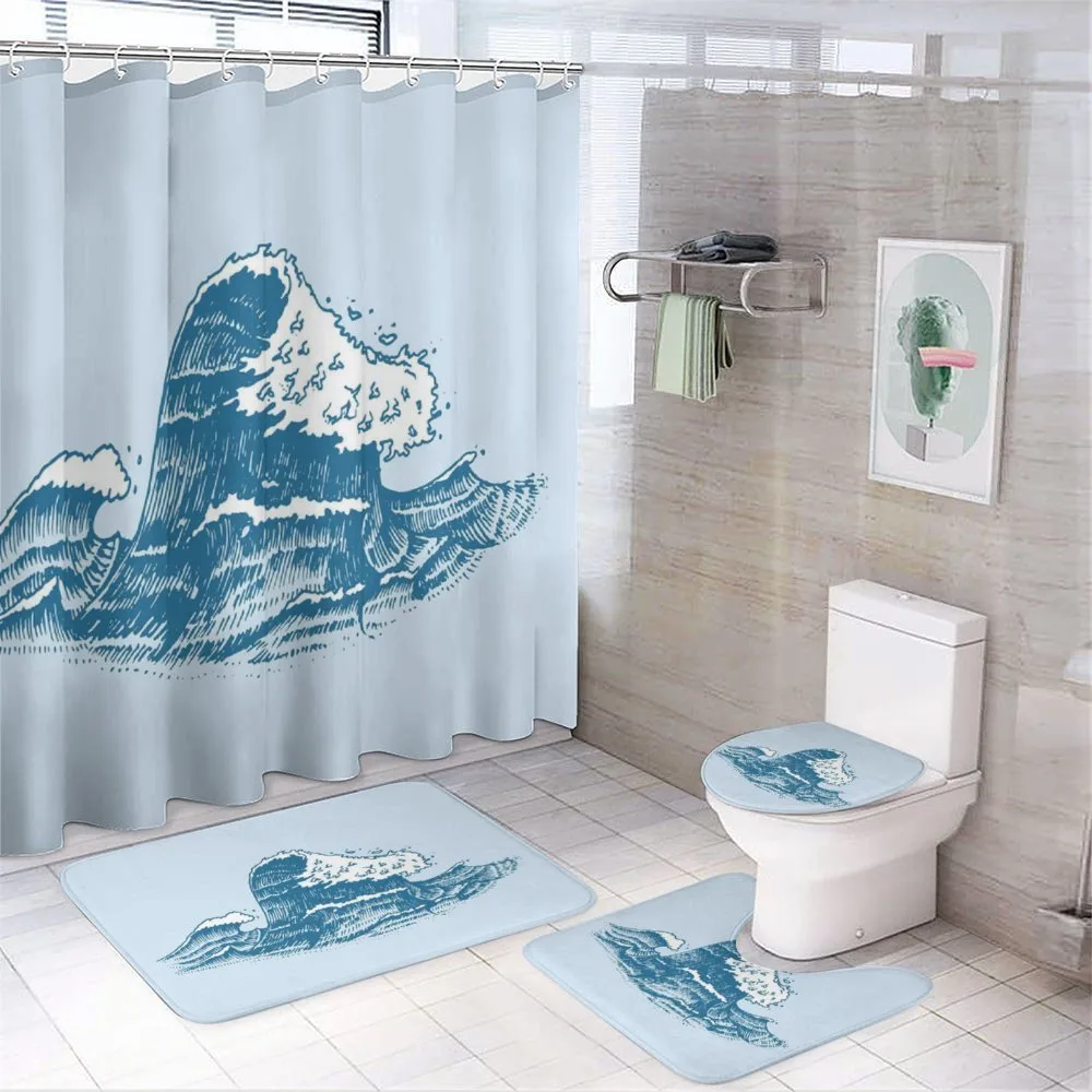 Nautical Waves Art — 4-Piece Bathroom Set preview