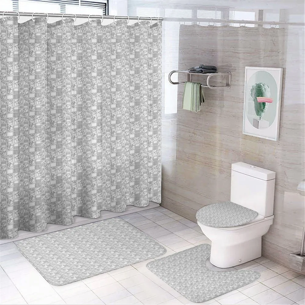 Contemporary Square Motifs — 4-Piece Bathroom Set preview
