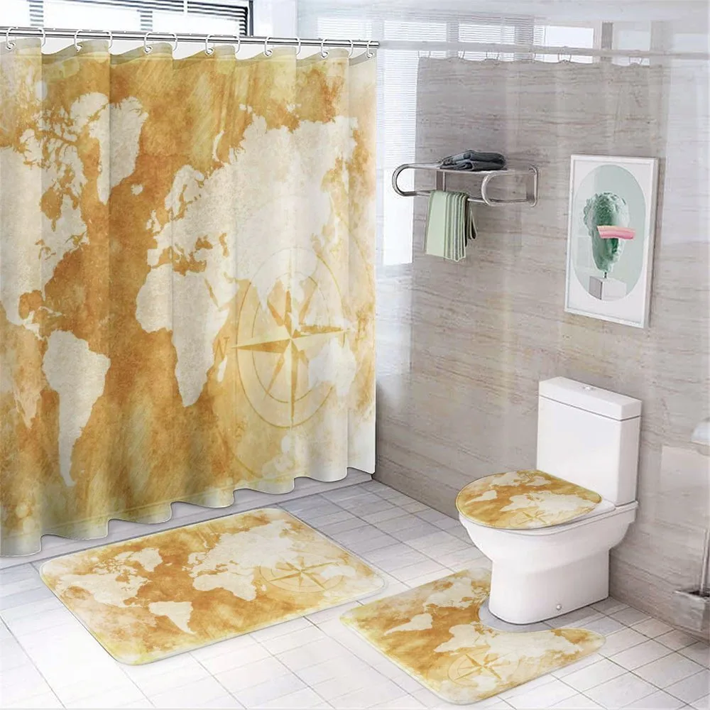 Old Fashioned World Map — 4-Piece Bathroom Set preview