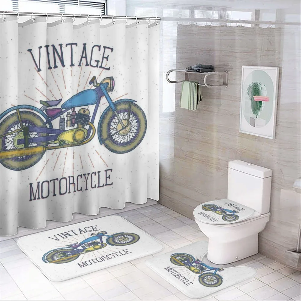 Colorful Retro Bike — 4-Piece Bathroom Set preview