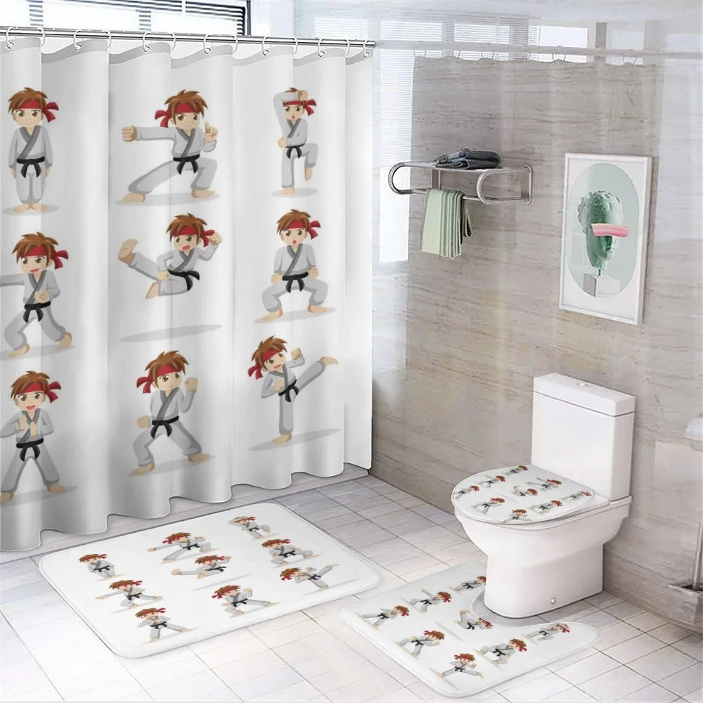 Martial Arts Boy Cartoon — 4-Piece Bathroom Set preview