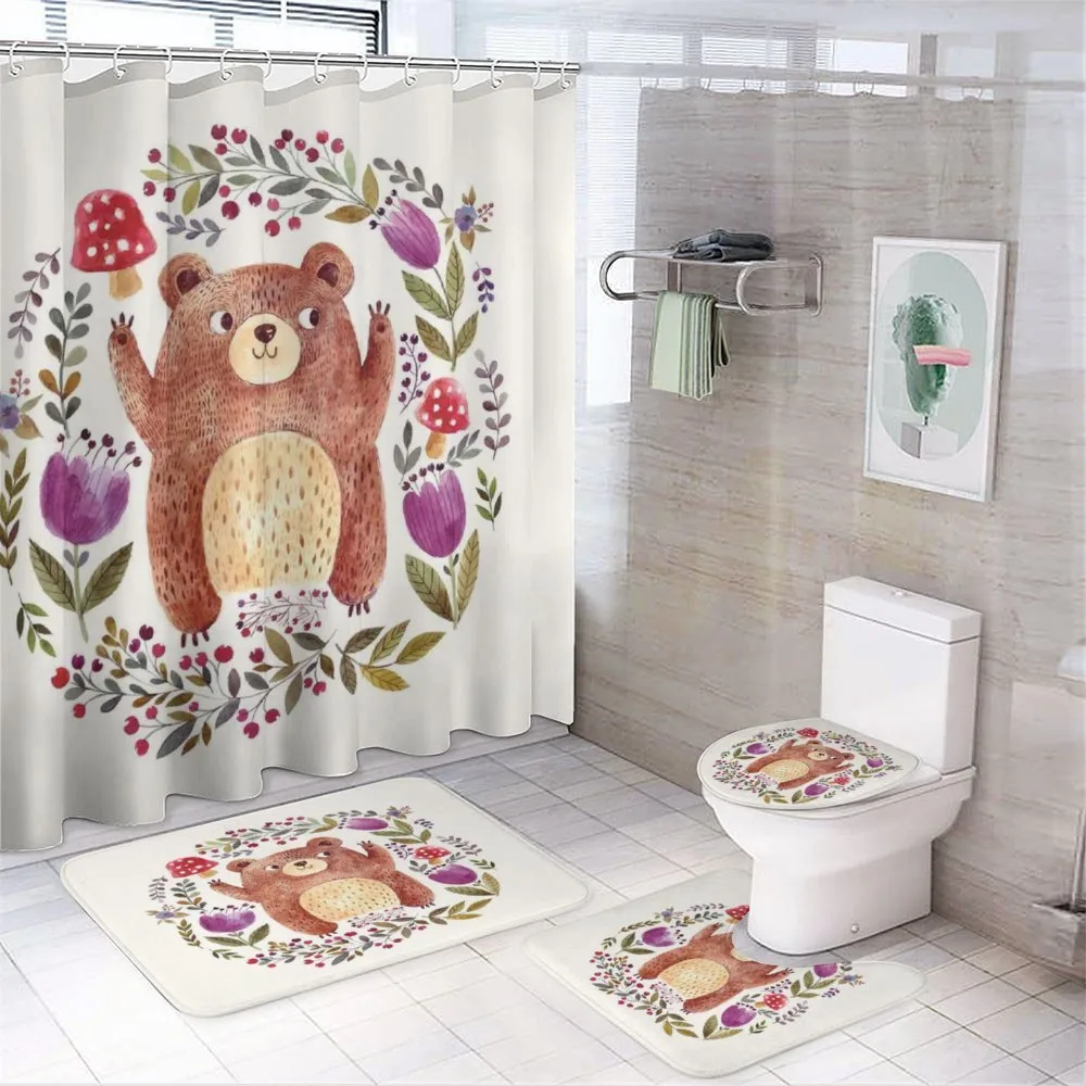 Baby Mammal Floral Wreath — 4-Piece Bathroom Set preview
