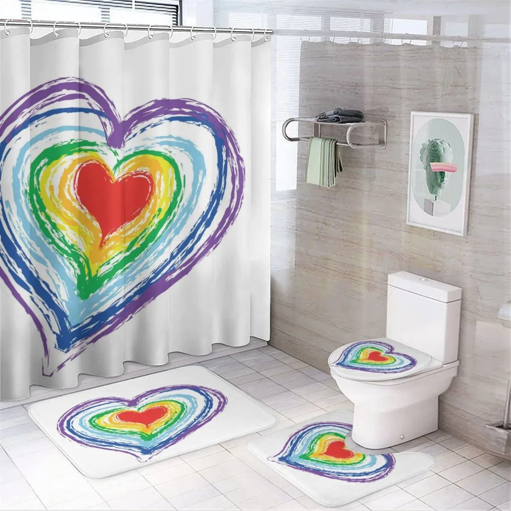 Nested Rainbow Heart — 4-Piece Bathroom Set preview