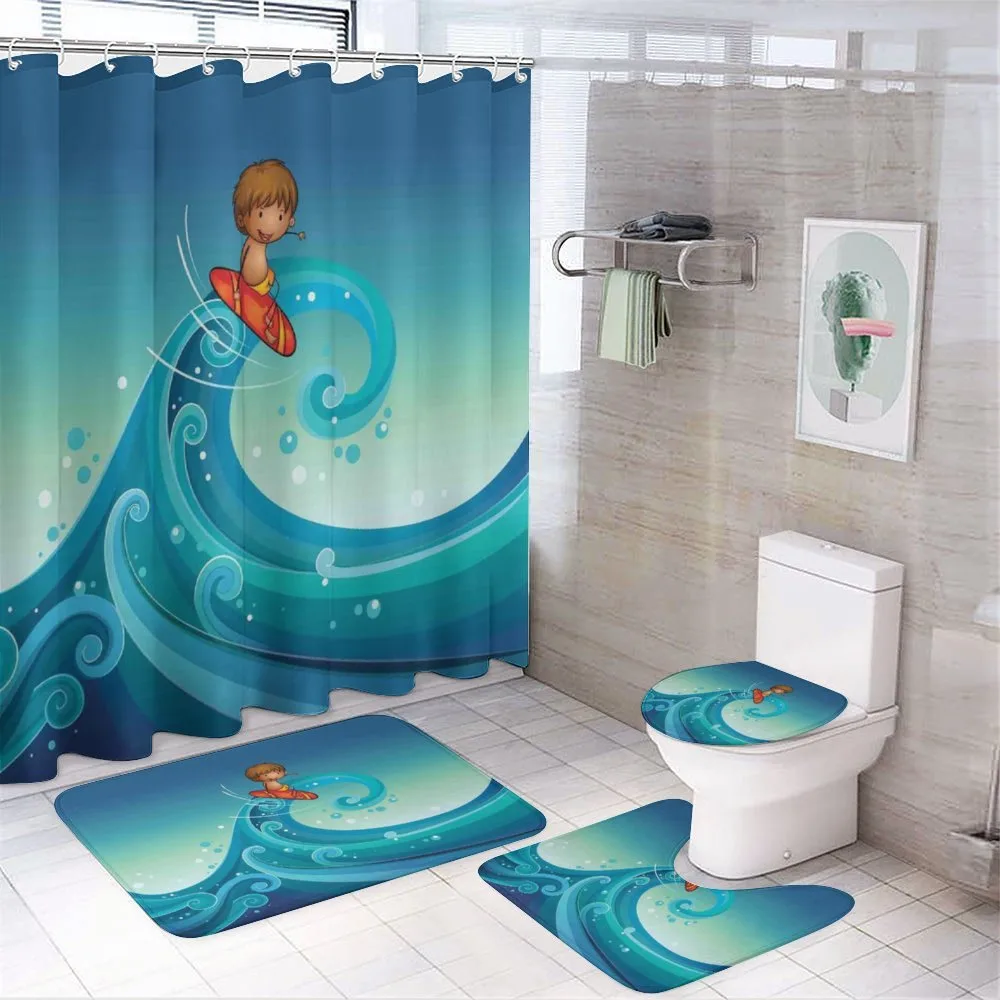 Surfing Baby Waves — 4-Piece Bathroom Set preview