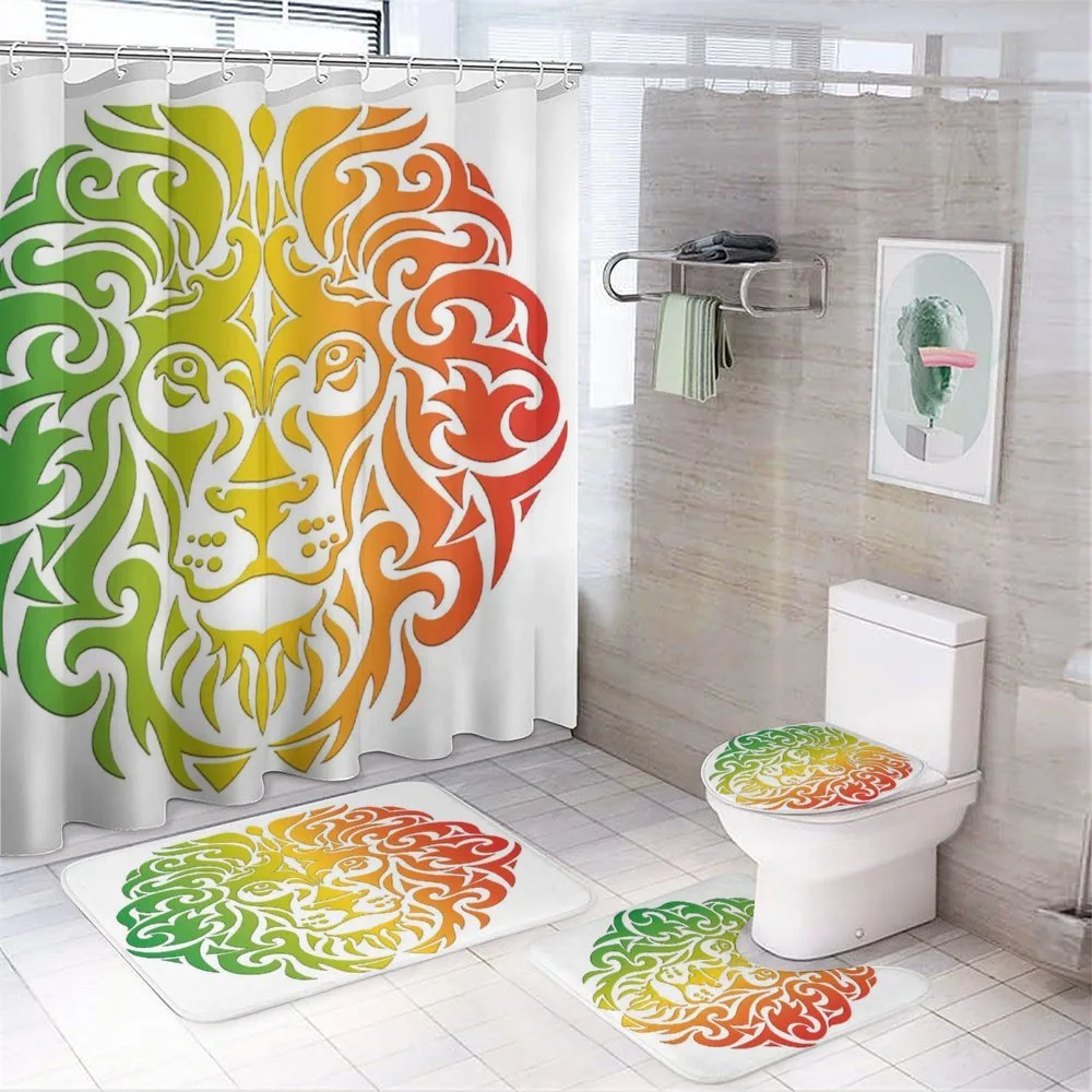 Colorful Lion Portrait — 4-Piece Bathroom Set preview