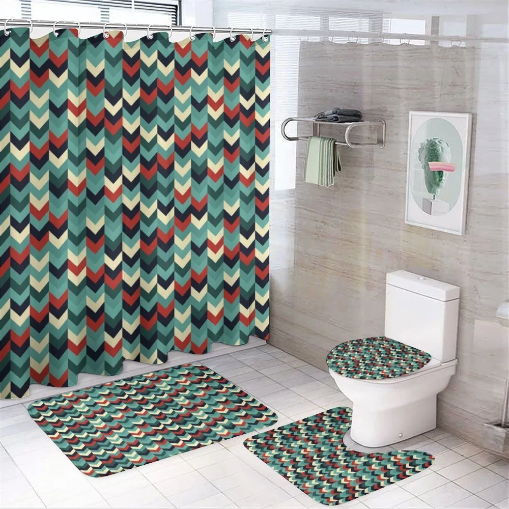 Chevron Herringbone Retro — 4-Piece Bathroom Set preview