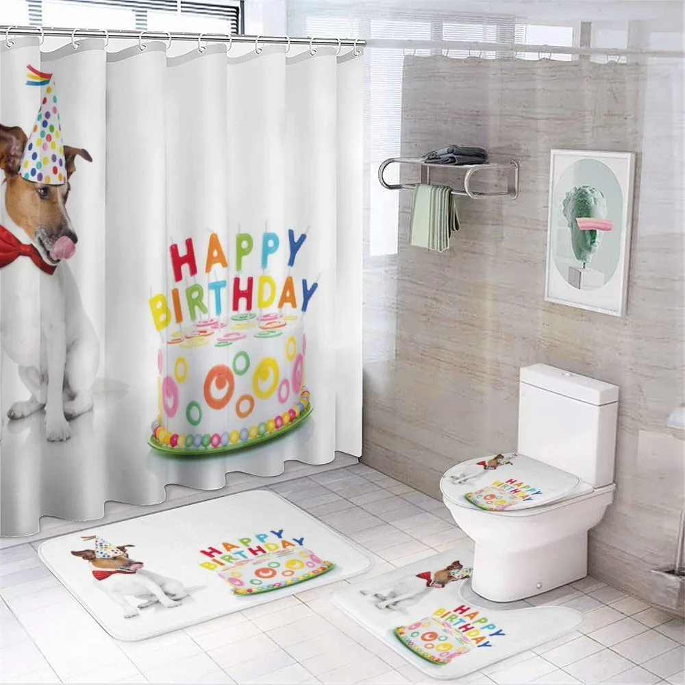 Birthday Party Dog — 4-Piece Bathroom Set preview