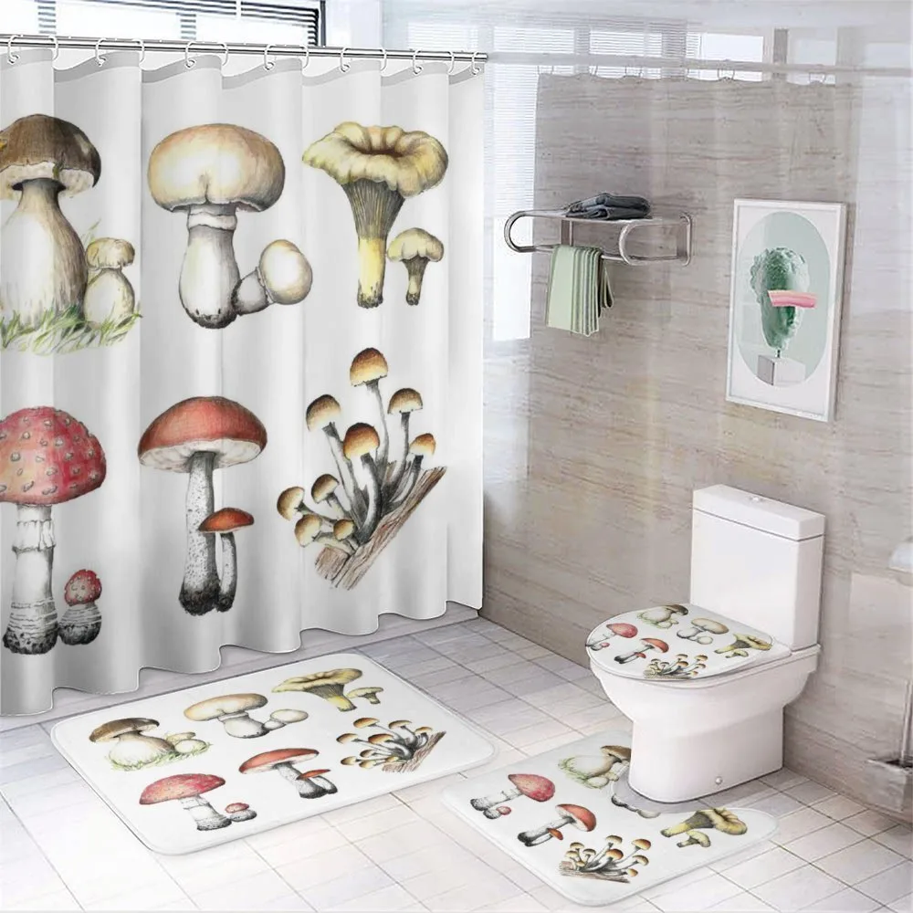 Hand Drawn Fungus — 4-Piece Bathroom Set preview