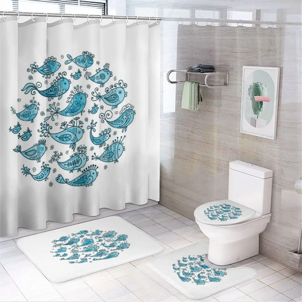 School of Fish Sketch Art — 4-Piece Bathroom Set preview