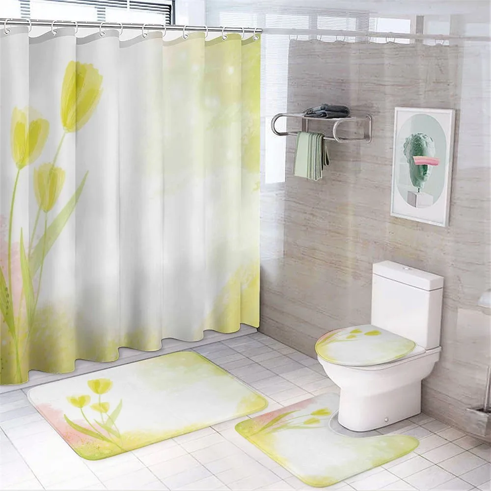 Tulip Flower Watercolor — 4-Piece Bathroom Set preview