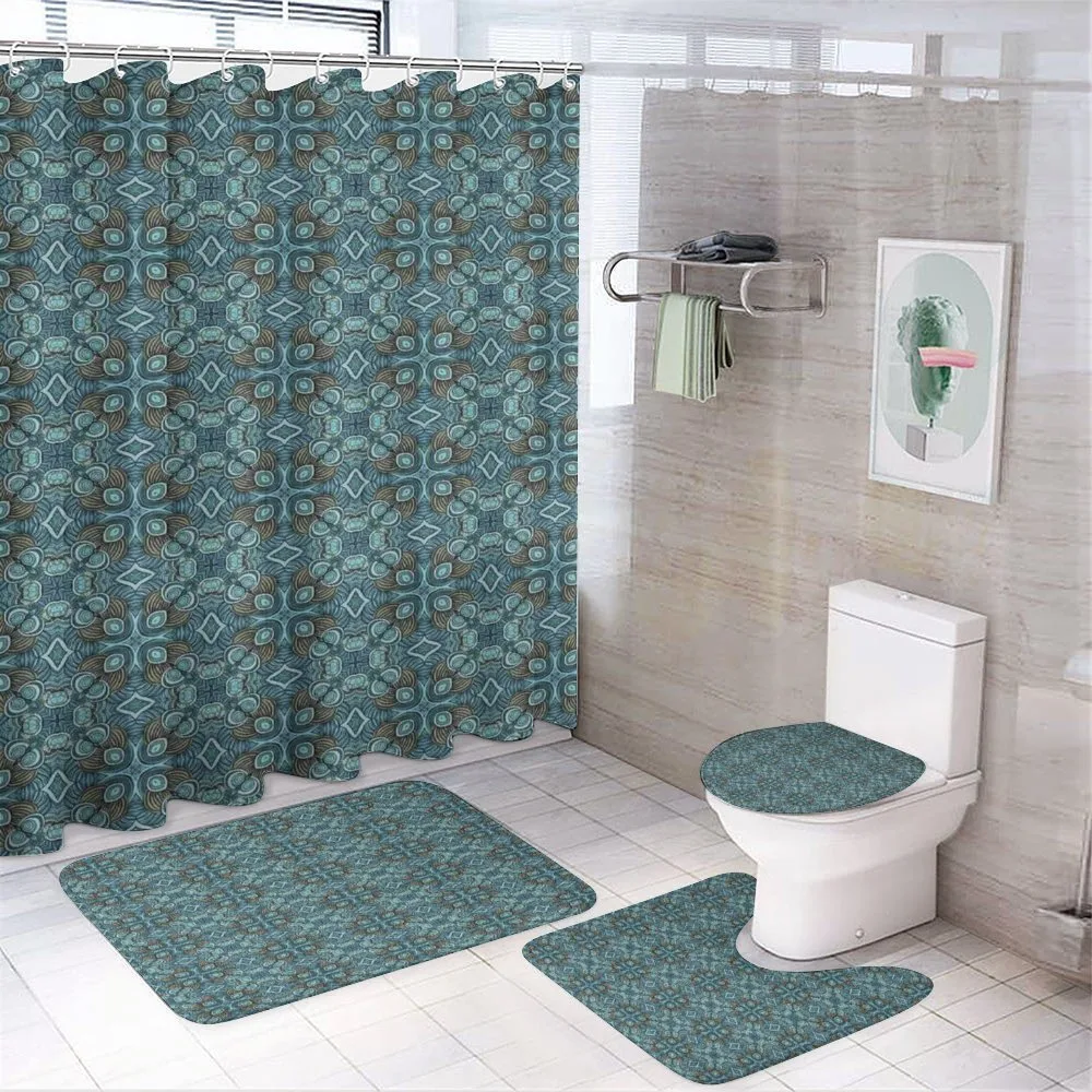 Aqua Color Palette Hippie — 4-Piece Bathroom Set preview