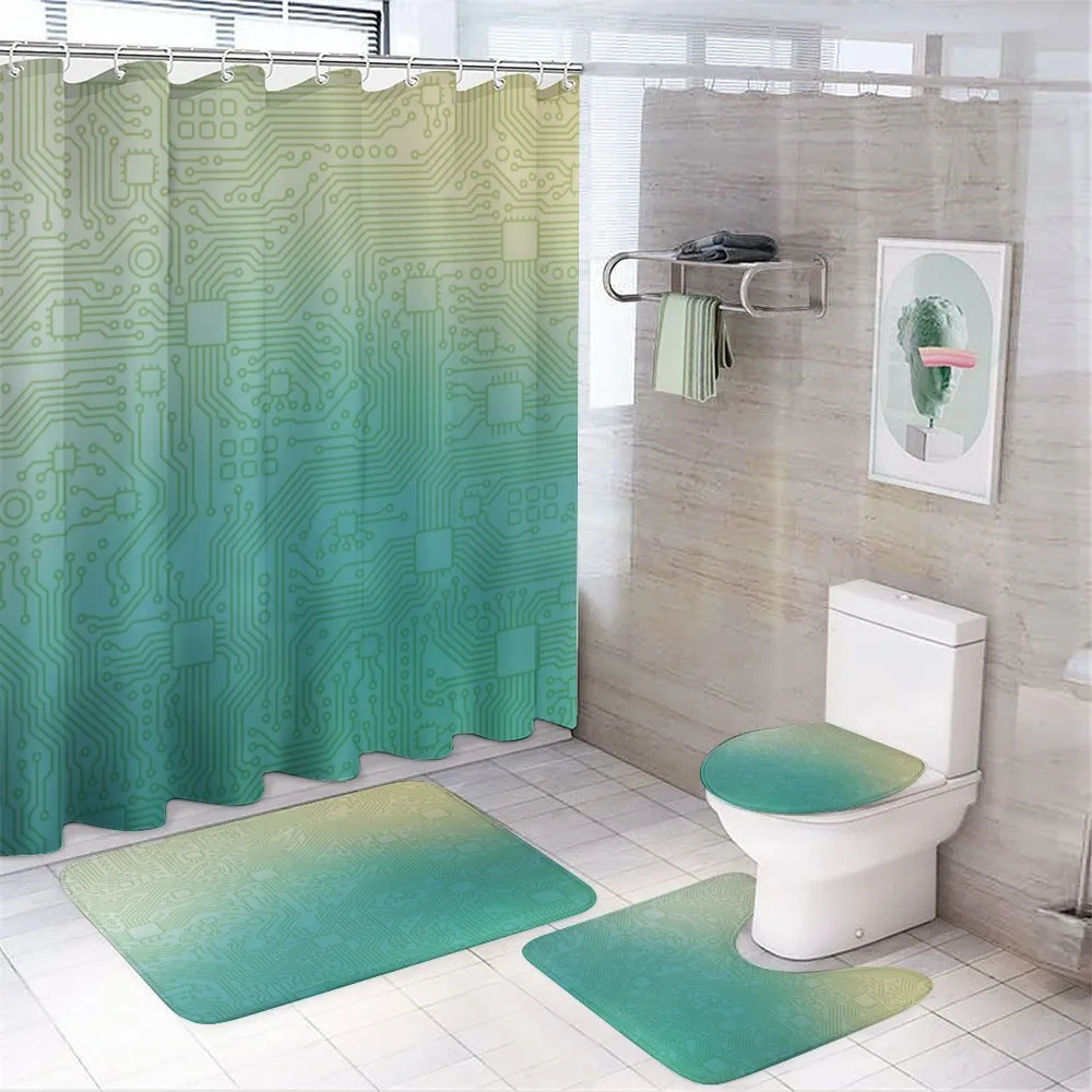 Tech Vector Pattern — 4-Piece Bathroom Set preview