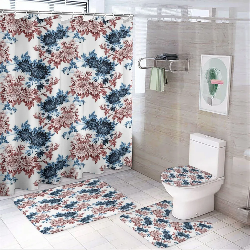 Watercolor Flowers in Bloom — 4-Piece Bathroom Set preview