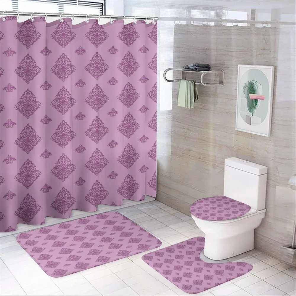 Purple Curvy Ornaments Art — 4-Piece Bathroom Set preview