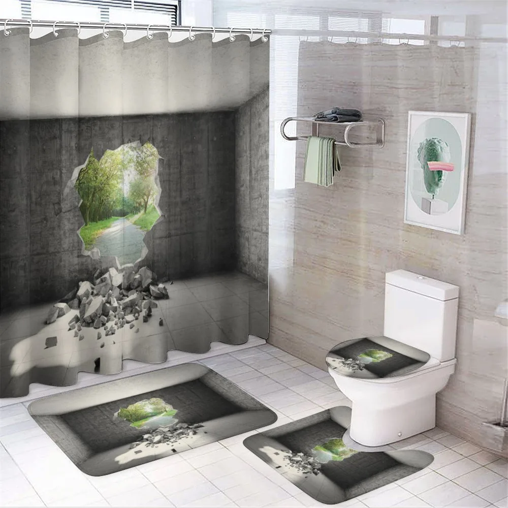 Concrete Room Hole Exit — 4-Piece Bathroom Set preview
