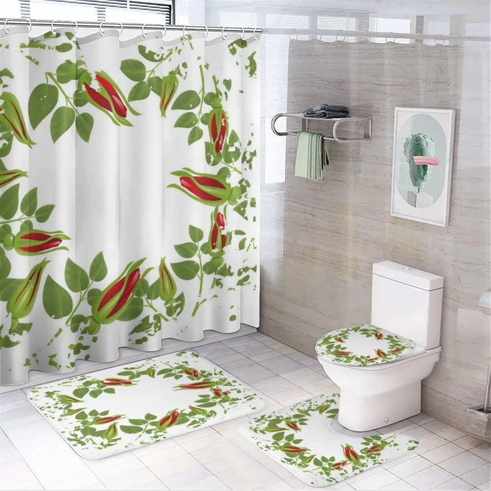 Grunge Leaves Red Roses — 4-Piece Bathroom Set preview