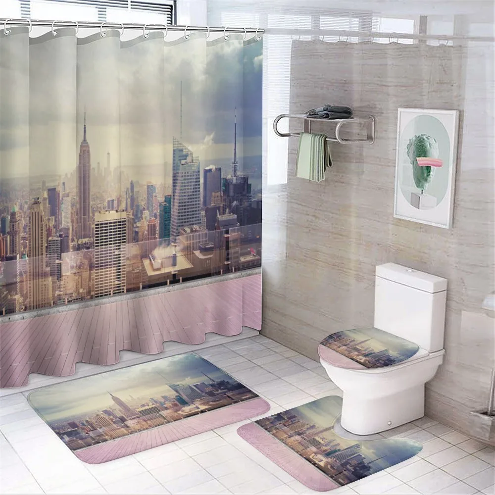 New York Usa Roof View — 4-Piece Bathroom Set preview