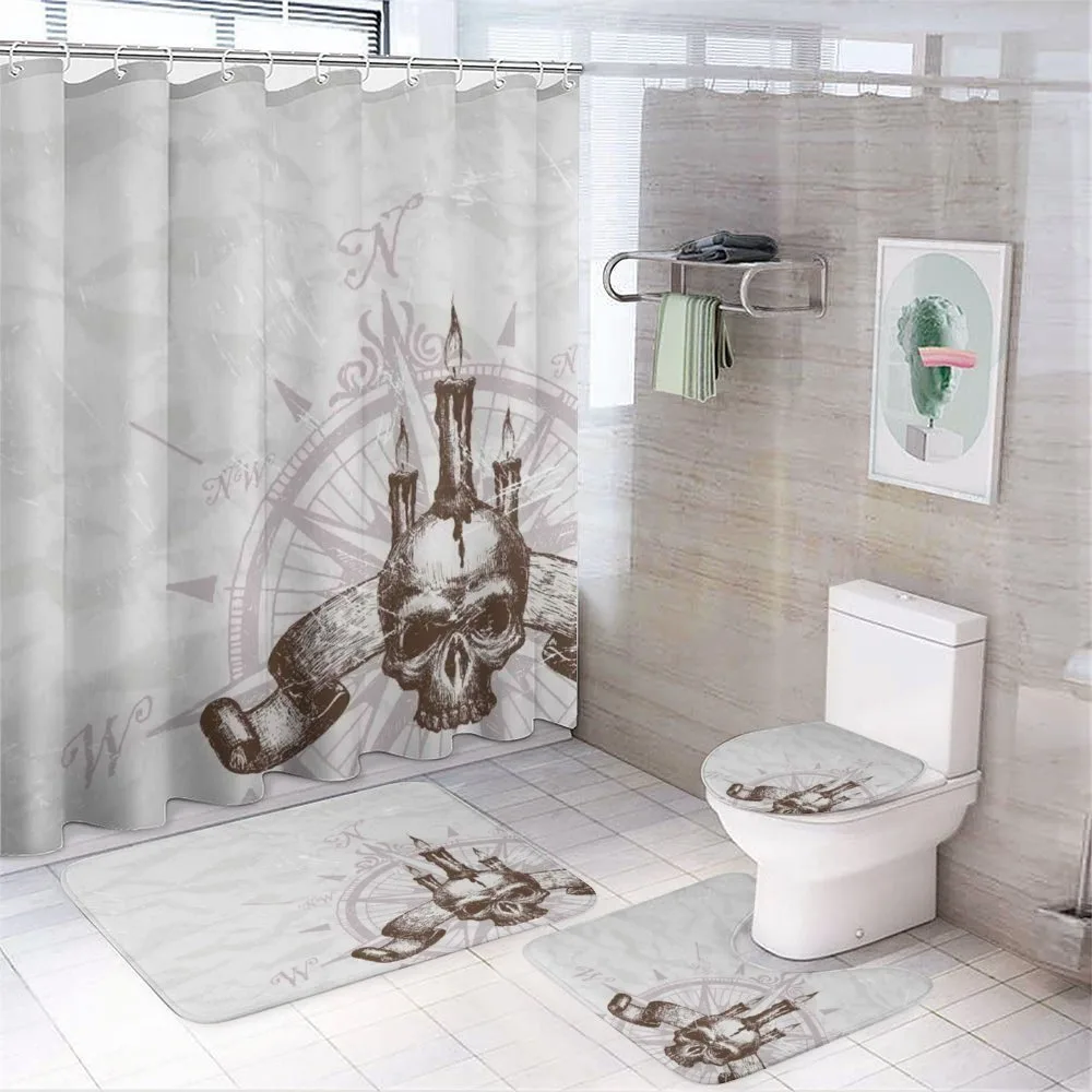 Priate Skull Compass — 4-Piece Bathroom Set preview
