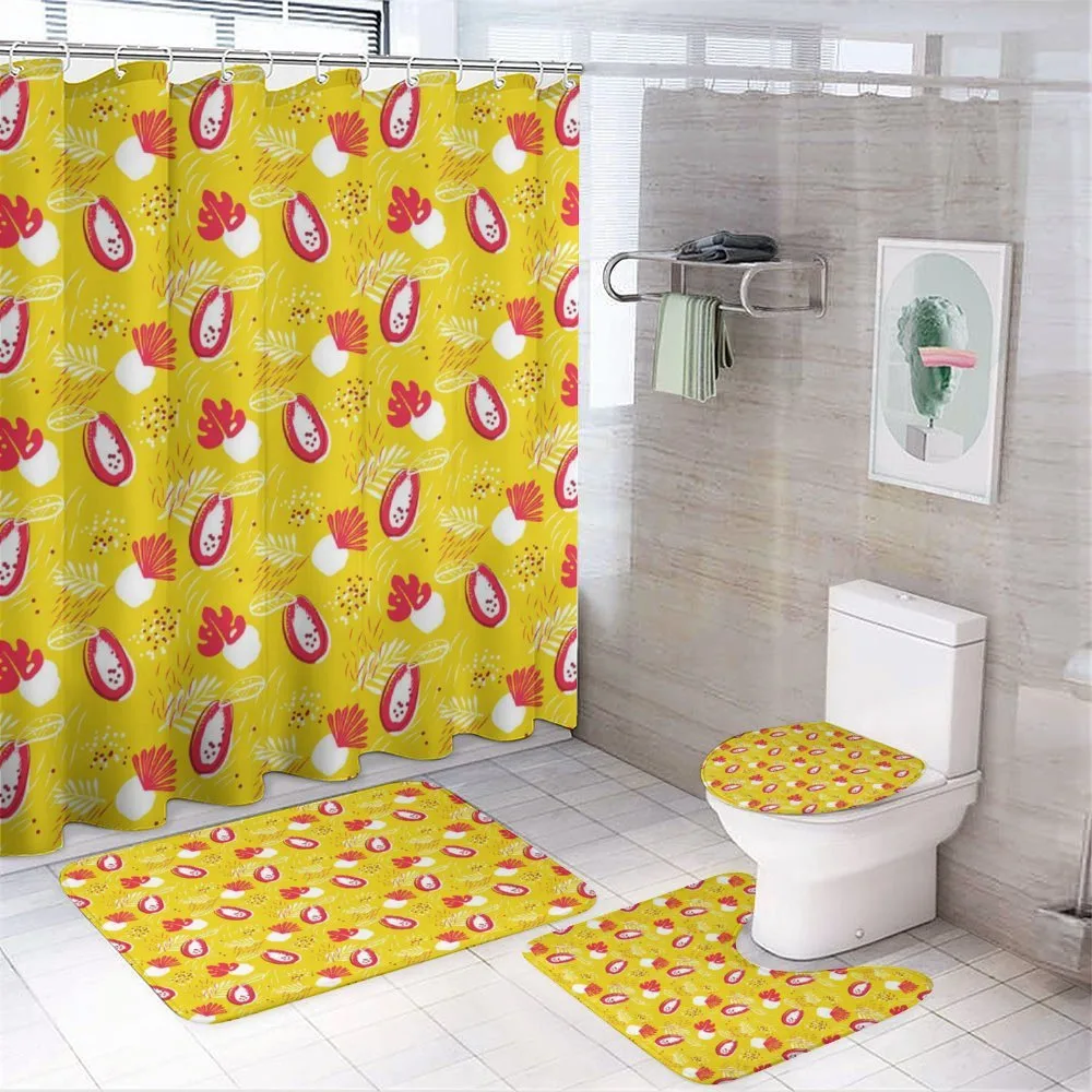 Abstract Papaya and Plants — 4-Piece Bathroom Set preview