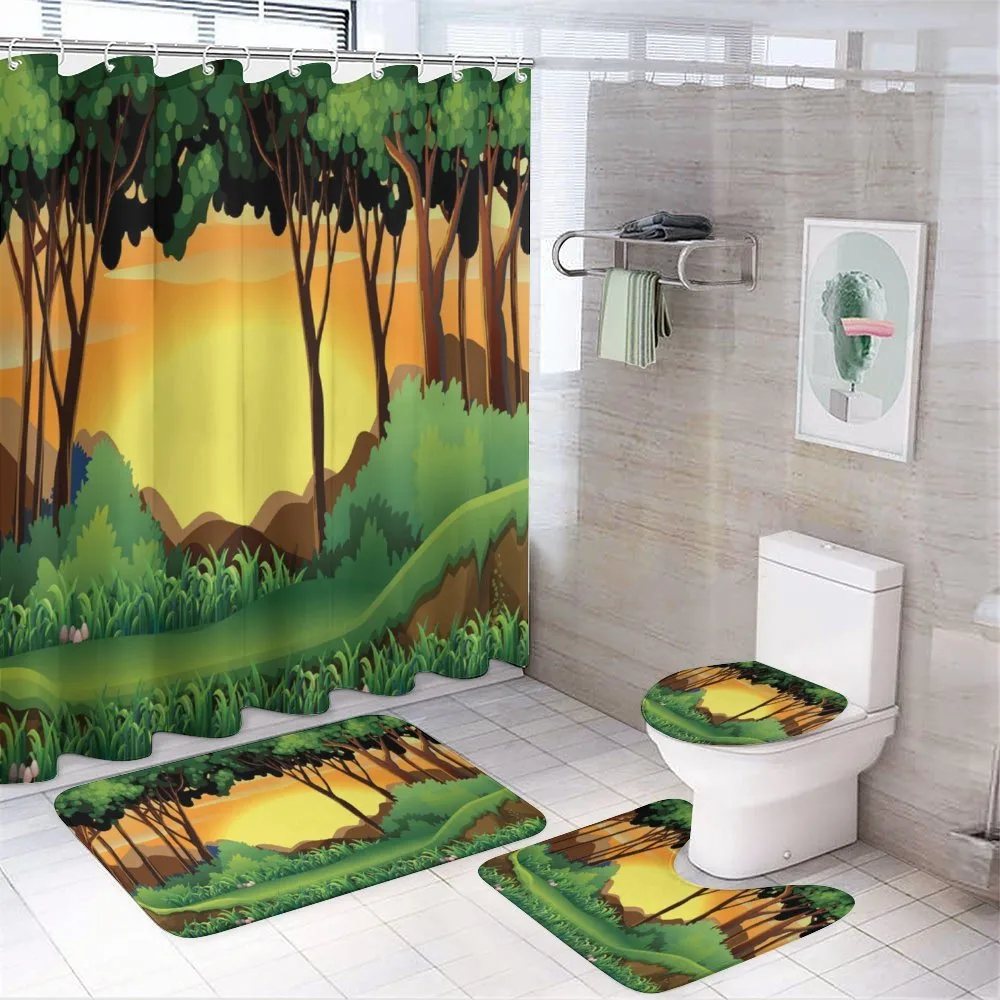 Cartoon Sunset Hills — 4-Piece Bathroom Set preview