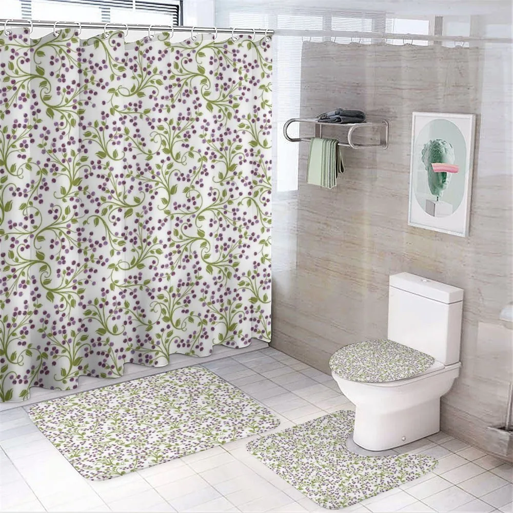 Green Leaves Berries — 4-Piece Bathroom Set preview