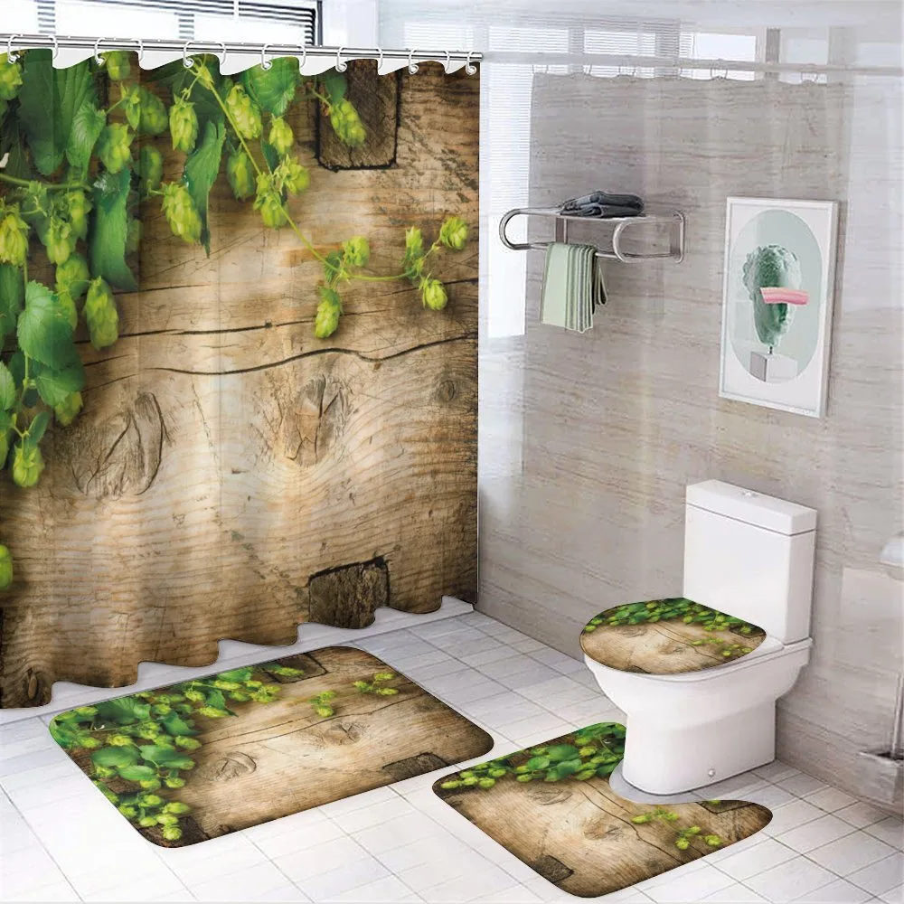 Hop Twigs on Wood — 4-Piece Bathroom Set preview