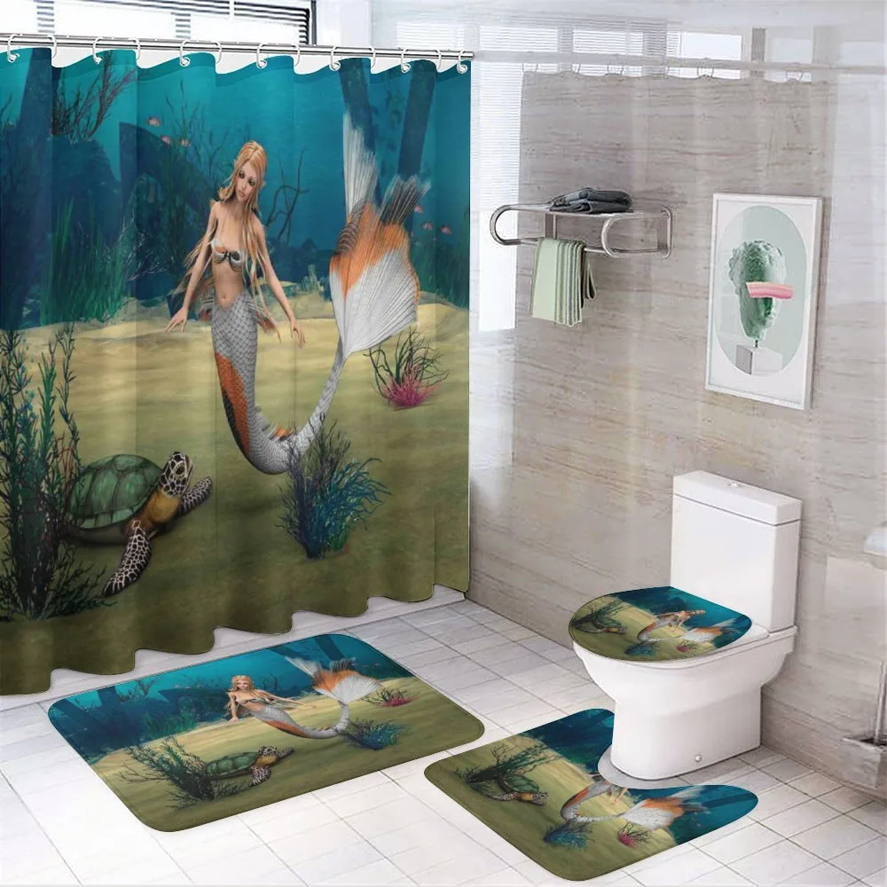 Mermaid Turtle Ocean — 4-Piece Bathroom Set preview