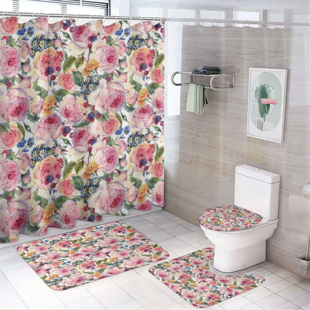 Shabby Plant Rose Floral — 4-Piece Bathroom Set preview