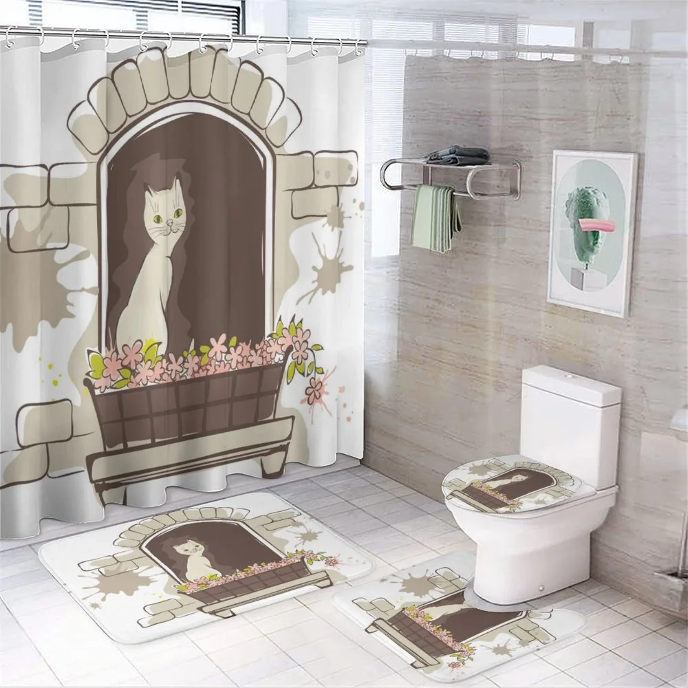 Cartoon Pet Cat Animal — 4-Piece Bathroom Set preview