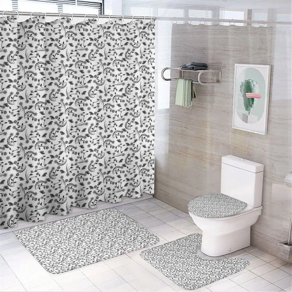 Greyscale Botanical Curl — 4-Piece Bathroom Set preview