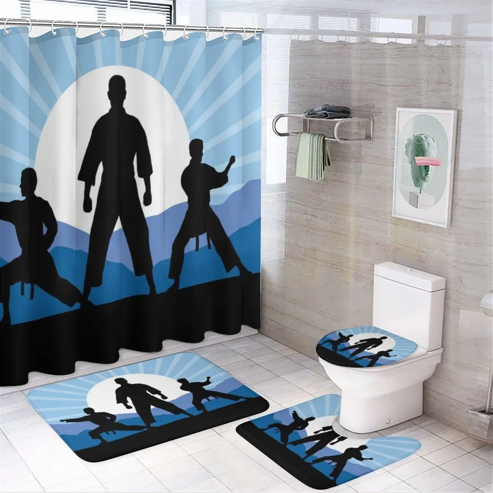 Karate Men Silhouettes Sun — 4-Piece Bathroom Set preview