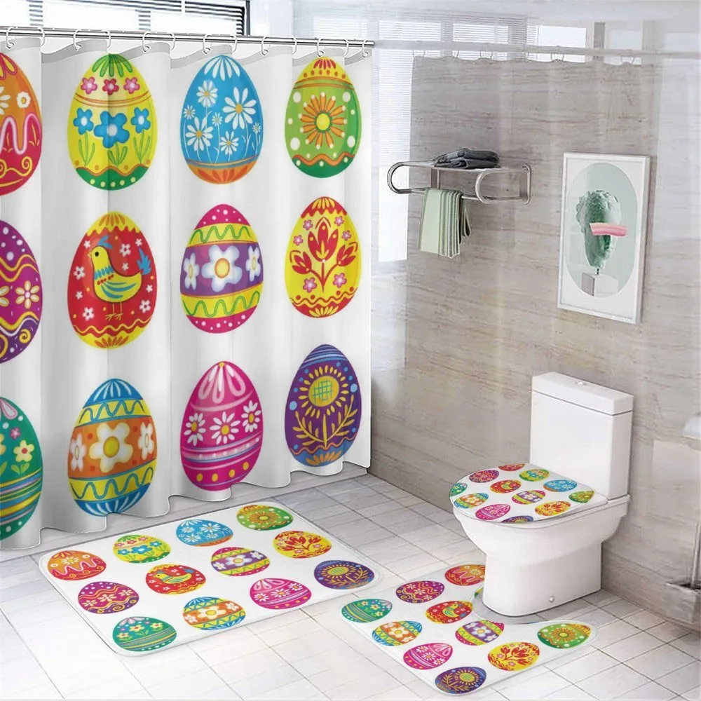 Colorful Eggs Flowers — 4-Piece Bathroom Set preview
