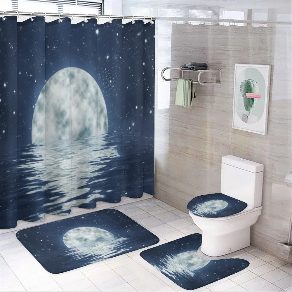 Moon Setting over Sea — 4-Piece Bathroom Set preview