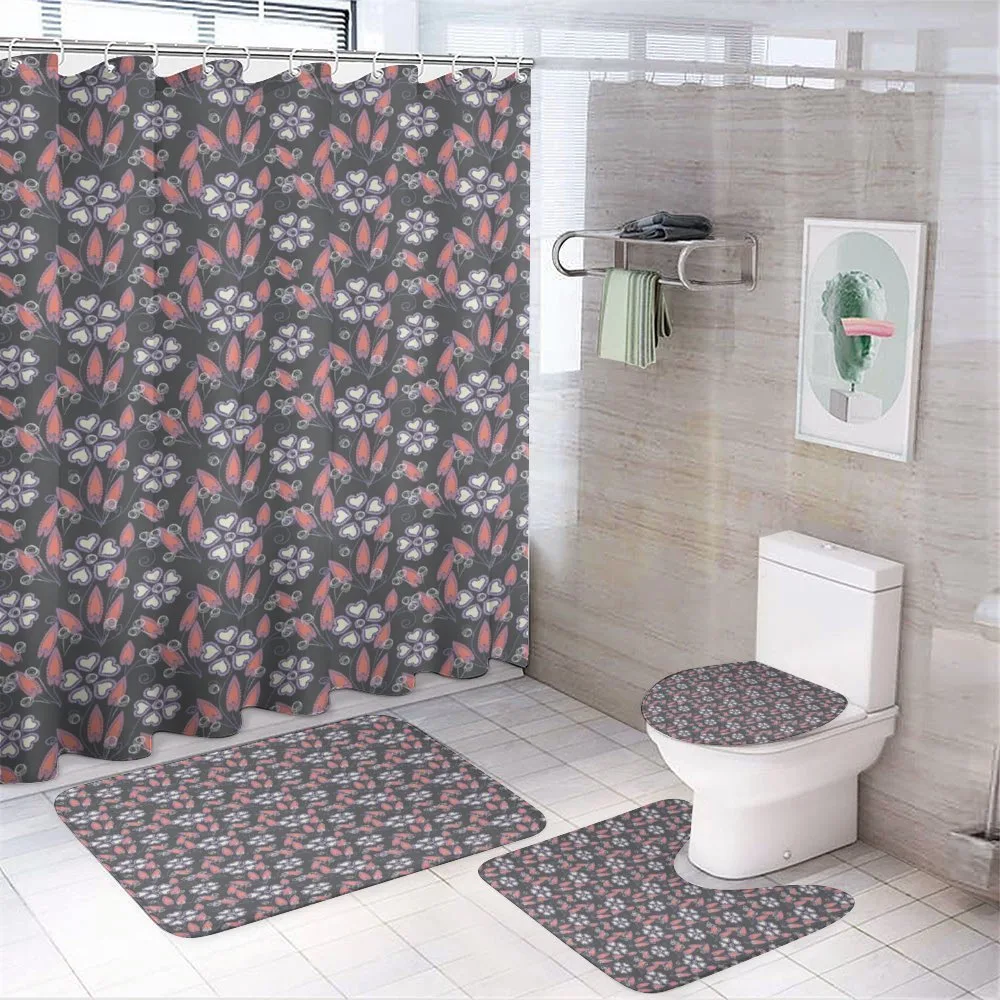 Floral Themed Shapes Art — 4-Piece Bathroom Set preview