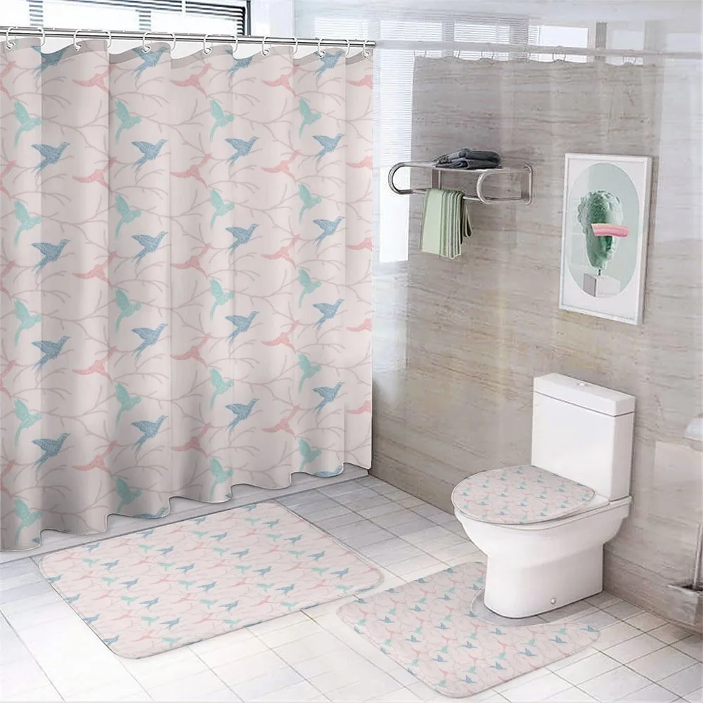 Flying Bird Branches Graphic — 4-Piece Bathroom Set preview