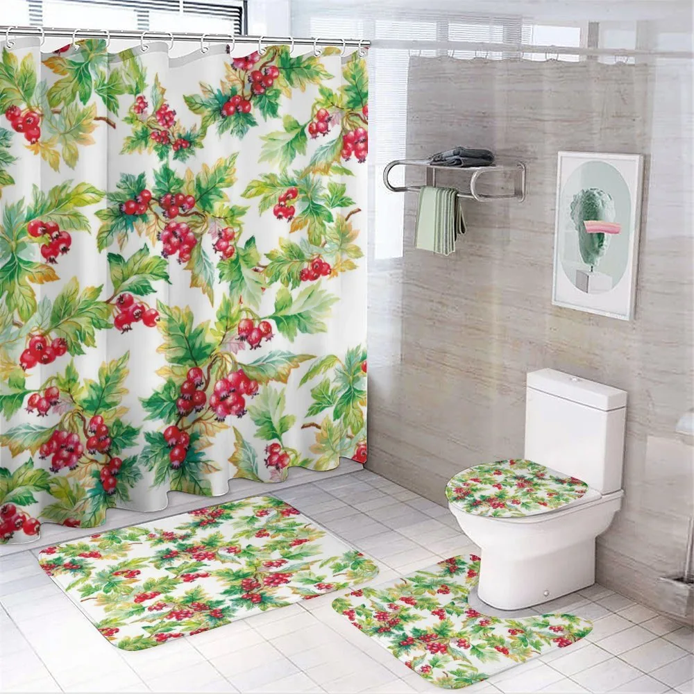 Watercolor Berries Winter — 4-Piece Bathroom Set preview