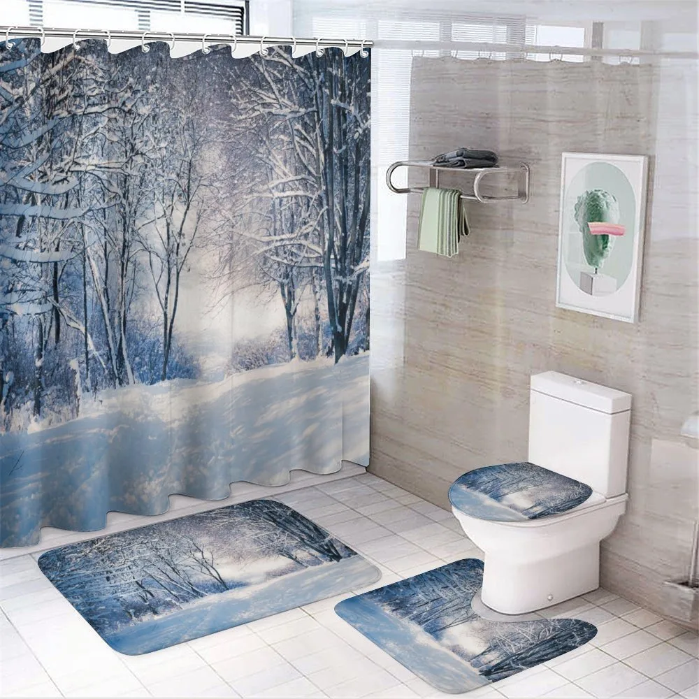 Alley in Snowy Forest — 4-Piece Bathroom Set preview