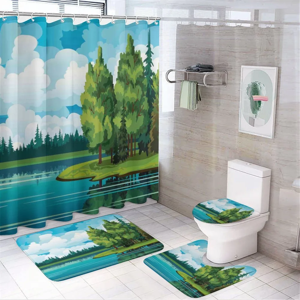 Forest Lake Clouds — 4-Piece Bathroom Set preview