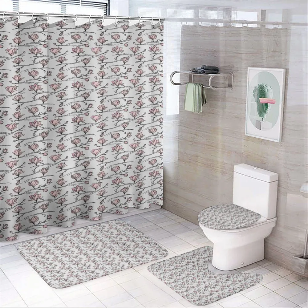 Linear Drawn Blooming — 4-Piece Bathroom Set preview