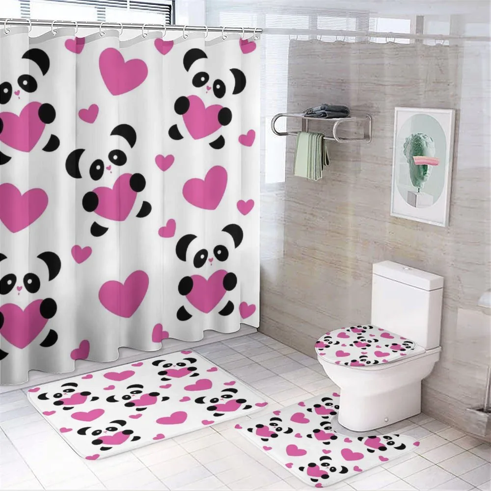 Love Pandas Hearts — 4-Piece Bathroom Set preview