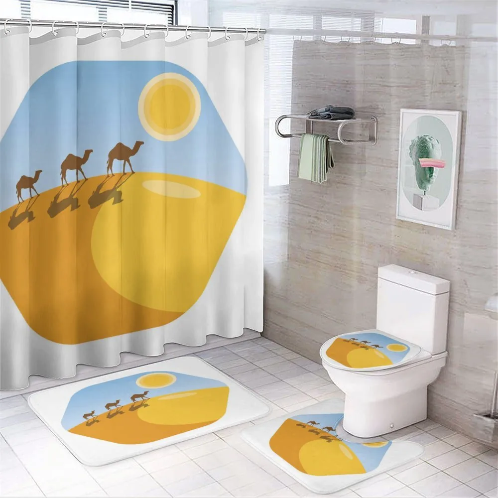 Camels on Desert Cartoon — 4-Piece Bathroom Set preview