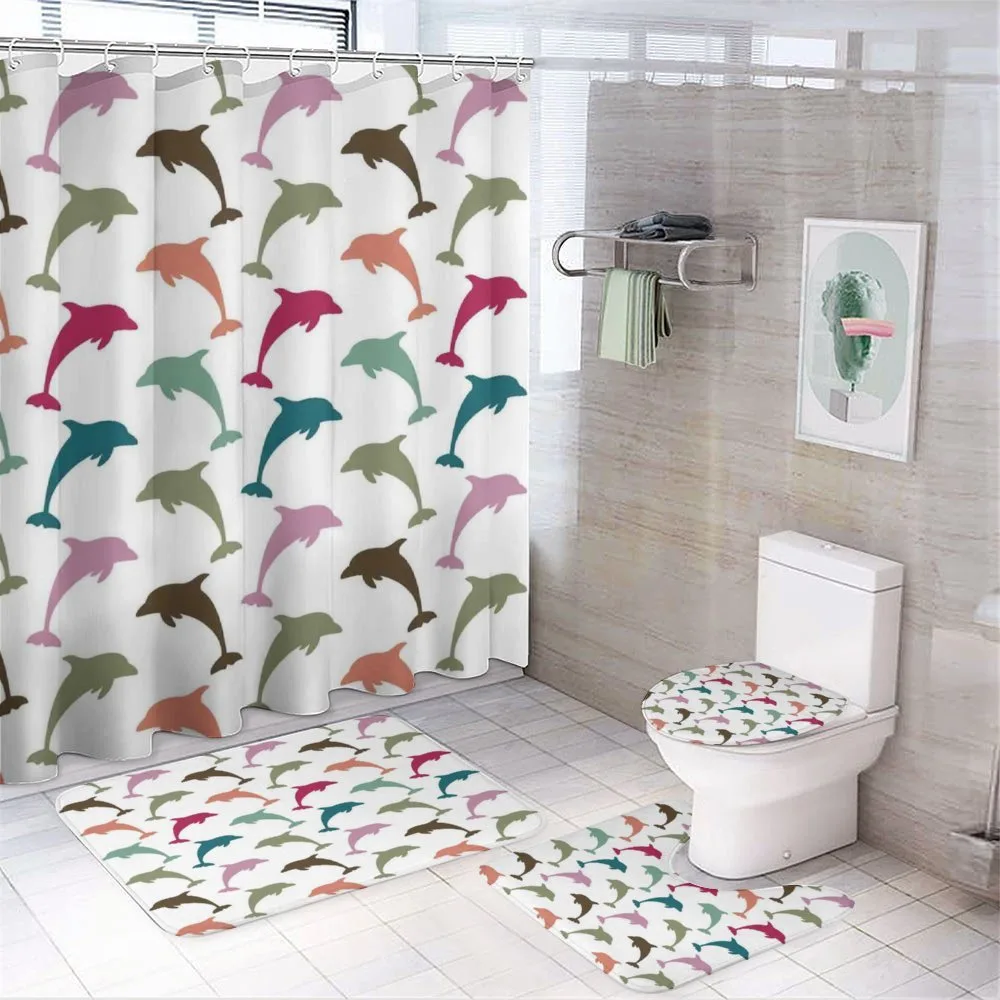 Colorful Dolphins Art — 4-Piece Bathroom Set preview