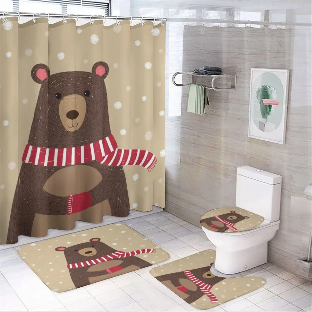 Bear Red Scarf — 4-Piece Bathroom Set preview