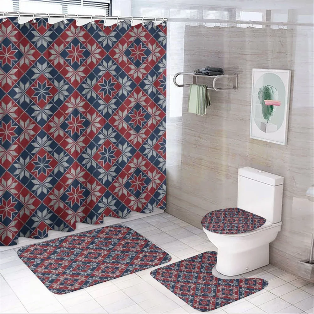 Tartan Geometric Floral — 4-Piece Bathroom Set preview