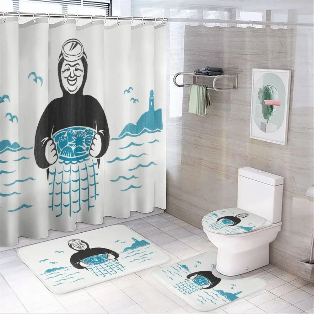 Nautical Diver and Sea Waves — 4-Piece Bathroom Set preview