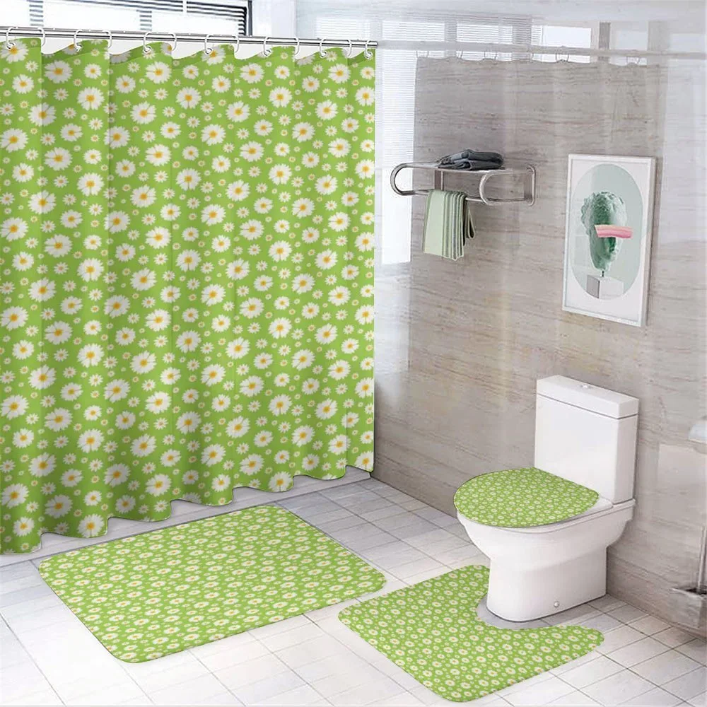 Chamomile Bloom on Pale Green — 4-Piece Bathroom Set preview