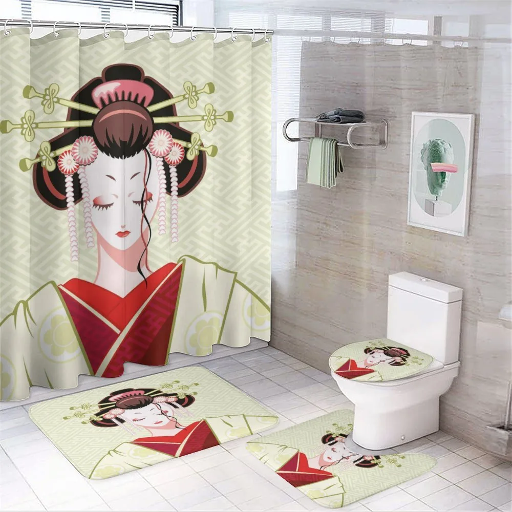 Geisha Woman Portrait — 4-Piece Bathroom Set preview