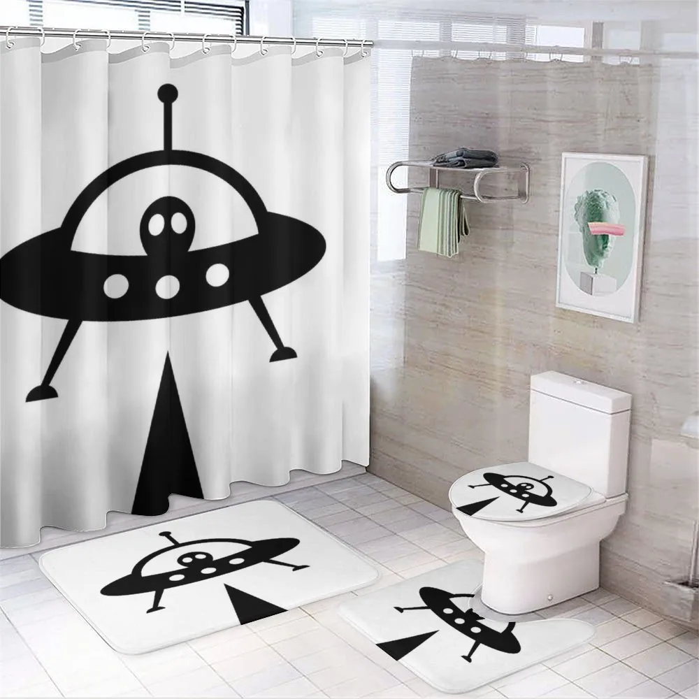 Monochrome Stamp Look Space — 4-Piece Bathroom Set preview